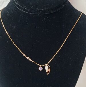 Swarovski Rose Gold Plated Duo Wing With Purple Crystal Accents